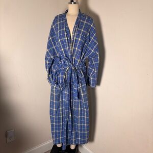 Brooks Brothers Blue / Yellow Check Dressing Gown Traditional 100% Cotton L/XL